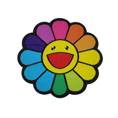 Remendos tecidos forma da flor de Logo Patch/bordado para a roupa