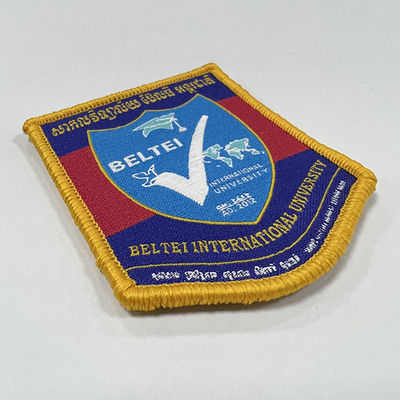 A letra parcial uniforme do bordado remenda o ferro em remendos para o logotipo da escola
