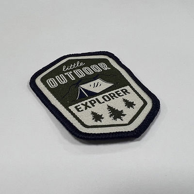 Exploração feita sob encomenda Team Iron On Woven Patch com beira de Merrowed