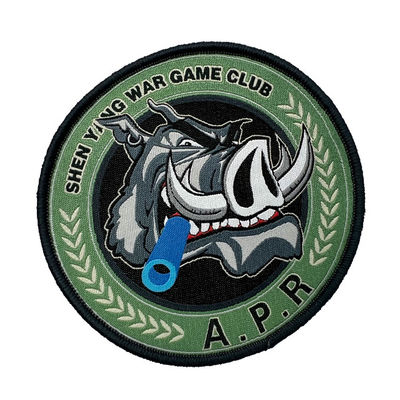 Clube por atacado Logo Woven Patches Merrowed Border para a roupa