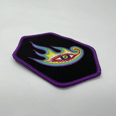 Remendos tecidos laváveis da roupa feita sob encomenda de Logo Velcro Backing Embroidered Patches dos olhos