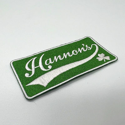 O poliéster rosqueia remendos do bordado de Logo Patches Merrow Border Clothing do bordado