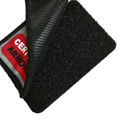 O remendo tecido damasco da etiqueta do vestuário, Velcro feito sob encomenda suportou remendos