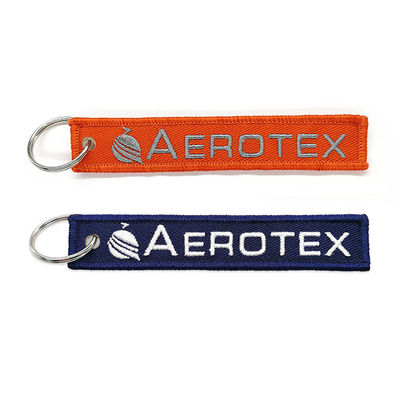 Dê forma à corrente chave bordada costume, sarja/piloto Key Tag da tela