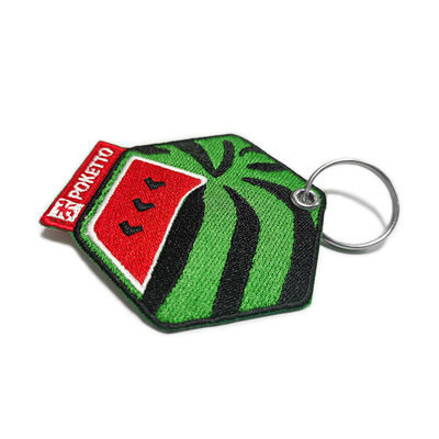 Keychains bordado personalizado, corrente de relógio chave do bordado do OEM do fundo da sarja