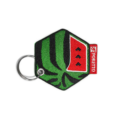 Keychains bordado personalizado, corrente de relógio chave do bordado do OEM do fundo da sarja